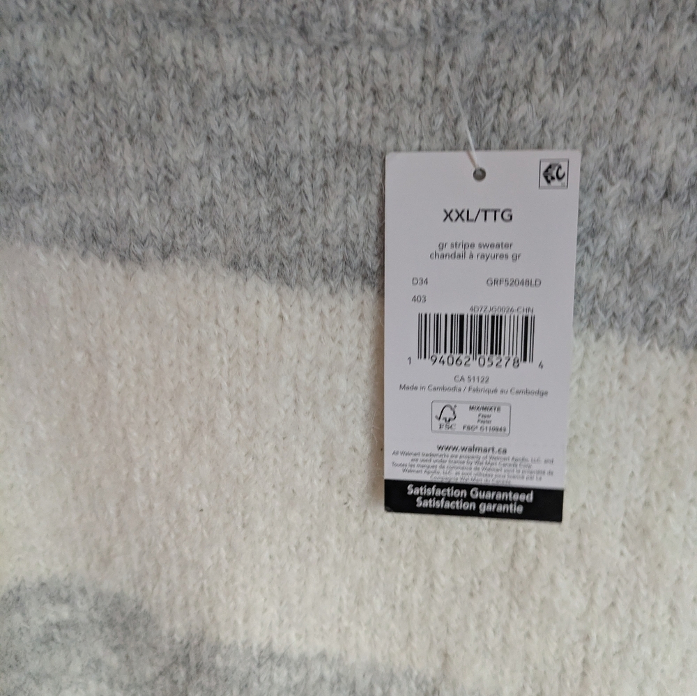 NWT Gray and White Striped Sweater - Picture 3 of 3
